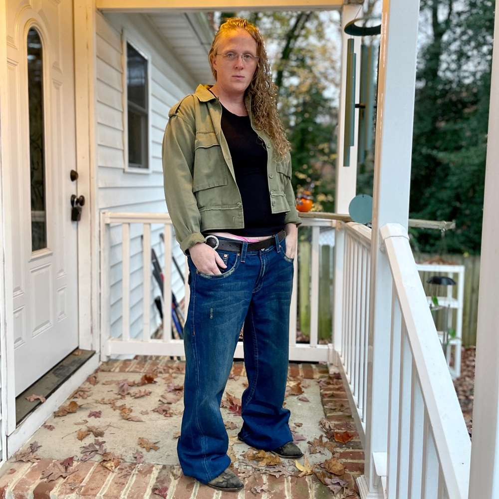 Designer jeans typically in sizes 30-32